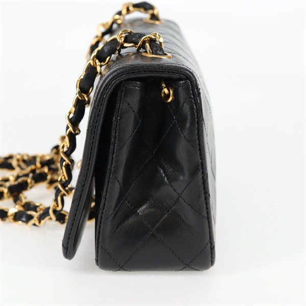 CHANEL ミニ マトラッセ フルフラップ18 1990年 ショルダーバッグ ブラック ゴールド ラムスキンの画像3