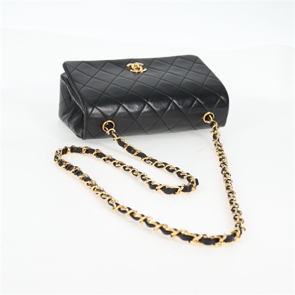 CHANEL ミニ マトラッセ フルフラップ18 1990年 ショルダーバッグ ブラック ゴールド ラムスキンの画像5