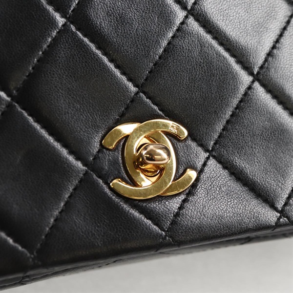 CHANEL ミニ マトラッセ フルフラップ18 1990年 ショルダーバッグ ブラック ゴールド ラムスキンの画像8