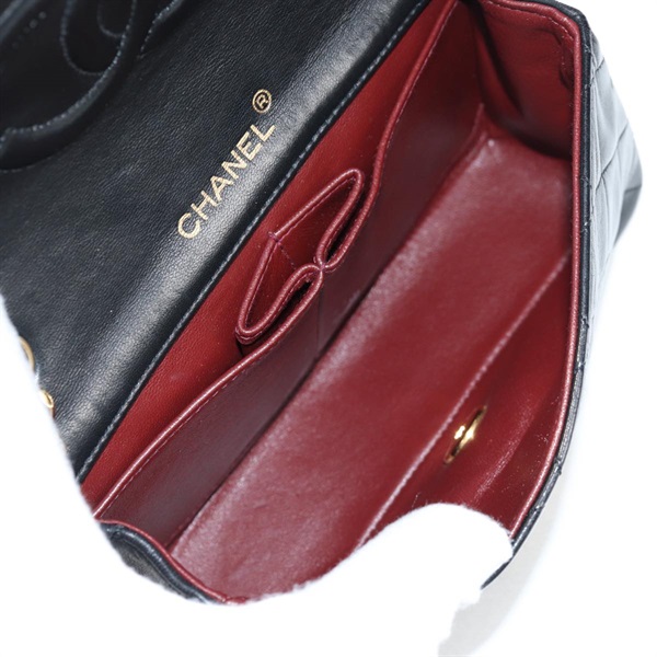 CHANEL ミニ マトラッセ フルフラップ18 1990年 ショルダーバッグ ブラック ゴールド ラムスキンの画像10