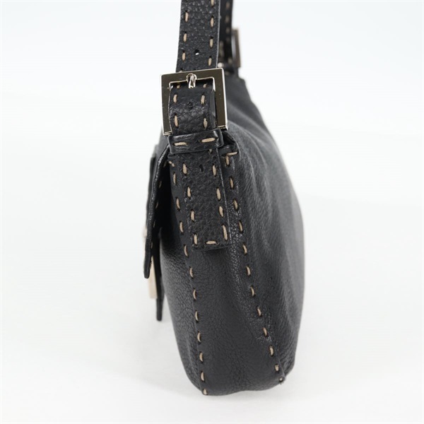 FENDI マンマバゲット オールレザー ショルダーバッグ ブラック シルバー セレリアレザーの画像2