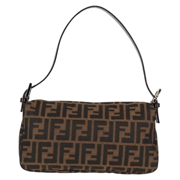 FENDI マンマバゲット ズッカー ショルダーバッグ ブラウン シルバー キャンバスの画像1
