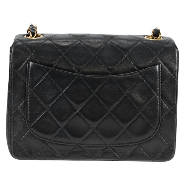 CHANEL ミニ マトラッセ シングルフラップシングルチェーン 18 ショルダーバッグ ブラック ゴールド ラムスキンの画像2