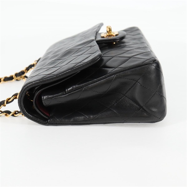 CHANEL マトラッセ ダブルフラップダブルチェーン ショルダーバッグ ブラック ゴールド ラムスキンの画像3