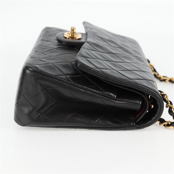 CHANEL マトラッセ ダブルフラップダブルチェーン ショルダーバッグ ブラック ゴールド ラムスキンの画像4