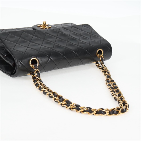 CHANEL マトラッセ ダブルフラップダブルチェーン ショルダーバッグ ブラック ゴールド ラムスキンの画像5