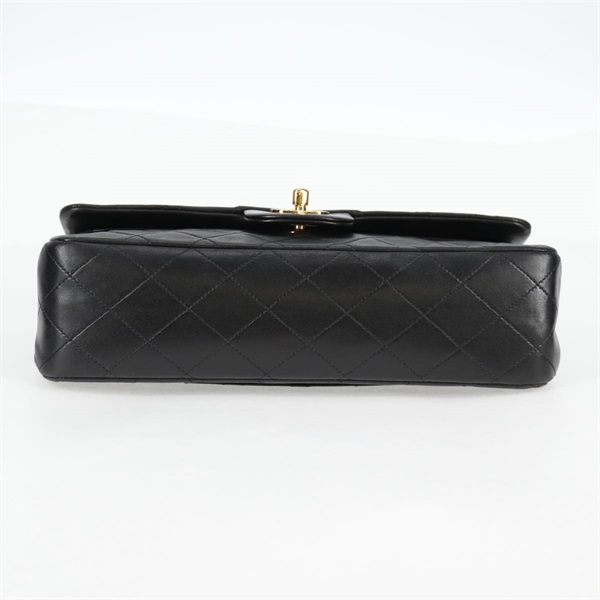 CHANEL マトラッセ ダブルフラップダブルチェーン ショルダーバッグ ブラック ゴールド ラムスキンの画像6
