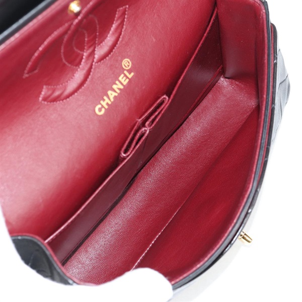 CHANEL マトラッセ ダブルフラップダブルチェーン ショルダーバッグ ブラック ゴールド ラムスキンの画像10
