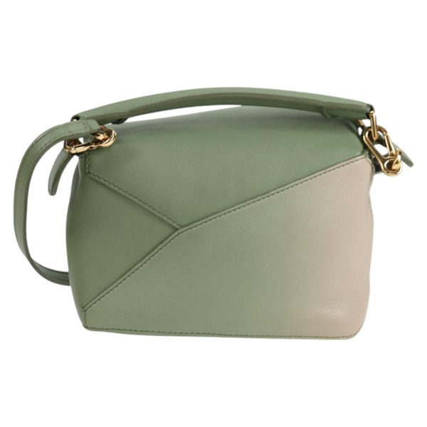 LOEWE パズル ミニ ショルダーバッグ グリーン ベージュ ゴールド カーフスキンの画像1
