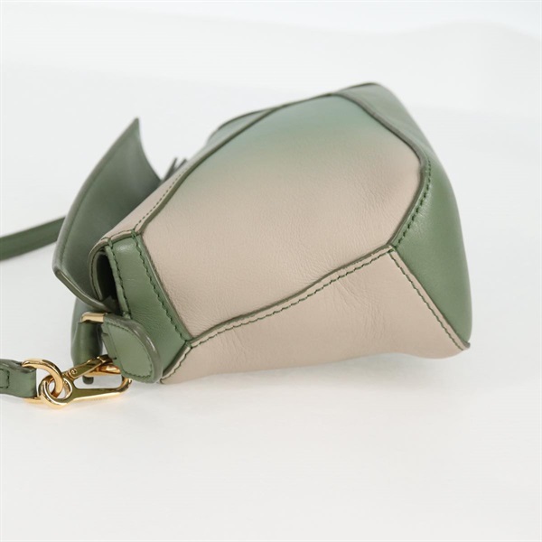 LOEWE パズル ミニ ショルダーバッグ グリーン ベージュ ゴールド カーフスキンの画像2