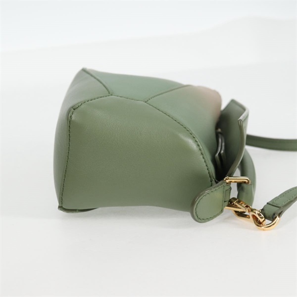LOEWE パズル ミニ ショルダーバッグ グリーン ベージュ ゴールド カーフスキンの画像3