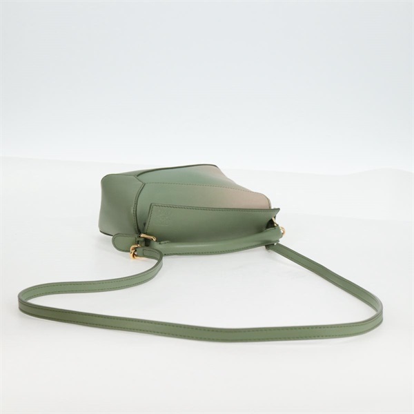 LOEWE パズル ミニ ショルダーバッグ グリーン ベージュ ゴールド カーフスキンの画像4