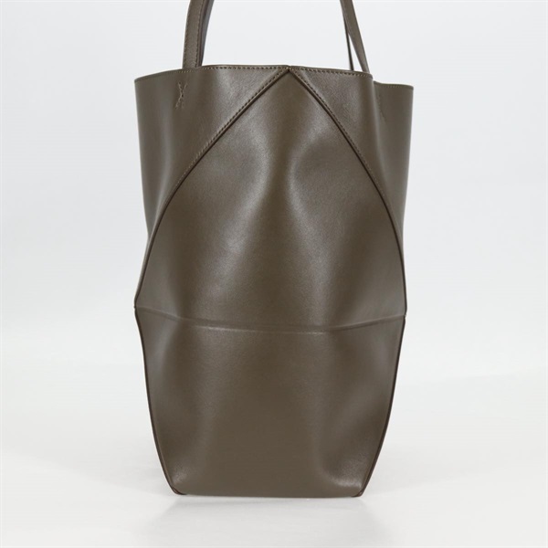 LOEWE パズル フォルド ミディアム トートバッグ カーキ シャイニーカーフの画像3