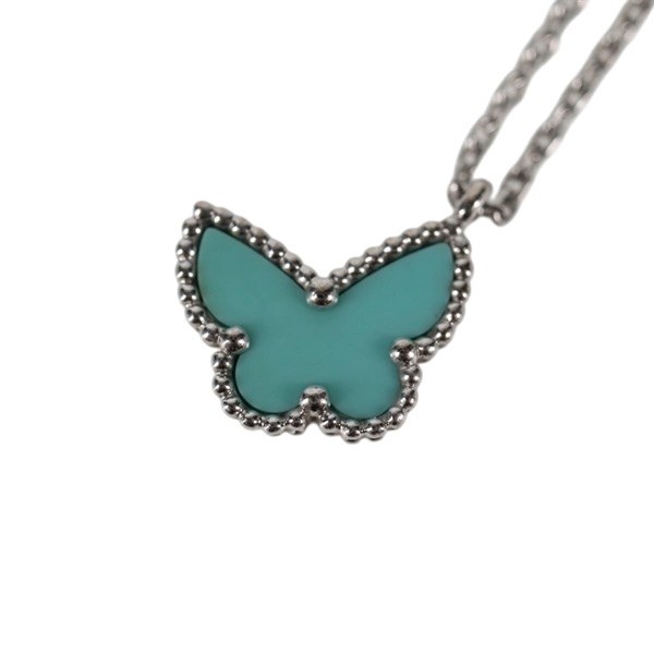 Van Cleef & Arpels スウィート アルハンブラ パピヨン ネックレス ホワイトゴールド ブルー 750WG ターコイズの画像2