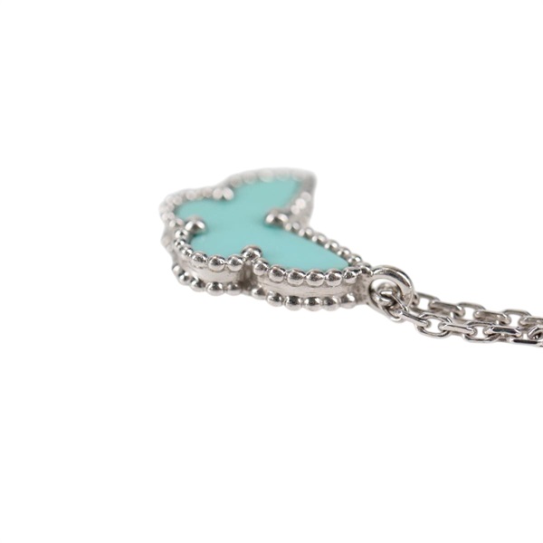 Van Cleef & Arpels スウィート アルハンブラ パピヨン ネックレス ホワイトゴールド ブルー 750WG ターコイズの画像3