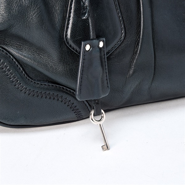 PRADA ロゴ ショルダーバッグ ブラック シルバー レザーの画像5