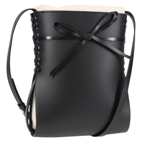 【原宿店限定】ロエベ LOEWE ショルダーバッグ アナグラム イケバナ レザー ブラック ゴールド レディース BA3690Mの画像1